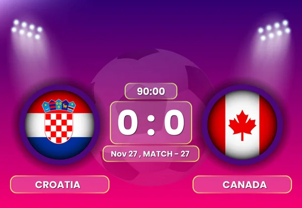 Croatia Canada Football Soccer Match Schedule Scoreboard Broadcasts Template Football Ilustración de stock