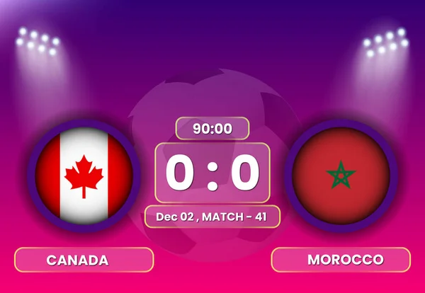 Canada Morocco Football Soccer Match Schedule Scoreboard Broadcasts Template Football Gráficos vectoriales