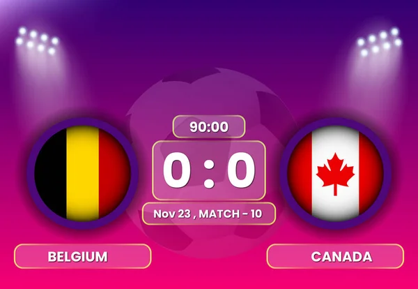 Belgium Canada Football Soccer Match Schedule Scoreboard Broadcasts Template Football Vector de stock