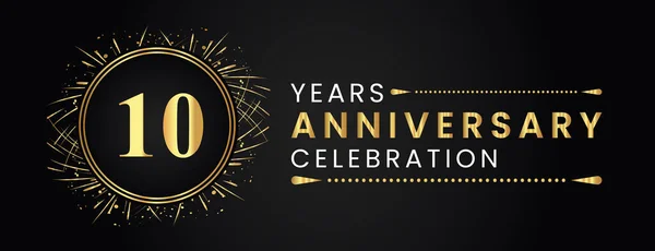 Years Anniversary Celebration Gold Fireworks Circle Frames Black Background Premium — Wektor stockowy