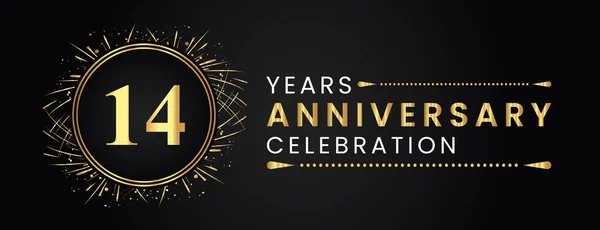 Years Anniversary Celebration Gold Fireworks Circle Frames Black Background Premium — Stockvector