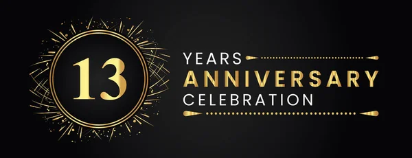 Years Anniversary Celebration Gold Fireworks Circle Frames Black Background Premium — Image vectorielle