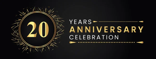 Years Anniversary Celebration Gold Fireworks Circle Frames Black Background Premium Vectores de stock libres de derechos