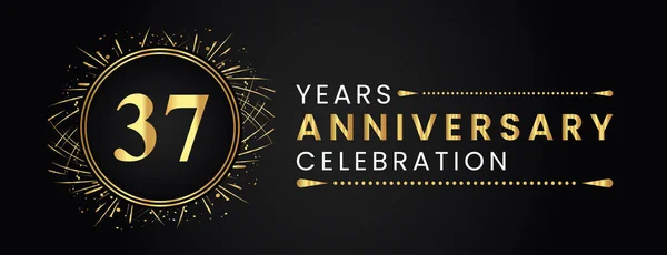 Years Anniversary Celebration Gold Fireworks Circle Frames Black Background Premium — Stok Vektör