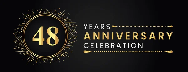 Years Anniversary Celebration Gold Fireworks Circle Frames Black Background Premium — Stock Vector