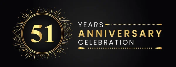 Years Anniversary Celebration Gold Fireworks Circle Frames Black Background Premium — Image vectorielle