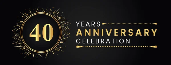 Years Anniversary Celebration Gold Fireworks Circle Frames Black Background Premium Ilustración de stock
