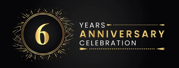 Years Anniversary Celebration Gold Fireworks Circle Frames Black Background Premium — Διανυσματικό Αρχείο