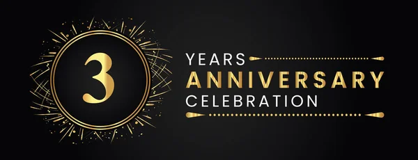 Years Anniversary Celebration Gold Fireworks Circle Frames Black Background Premium — Stock vektor