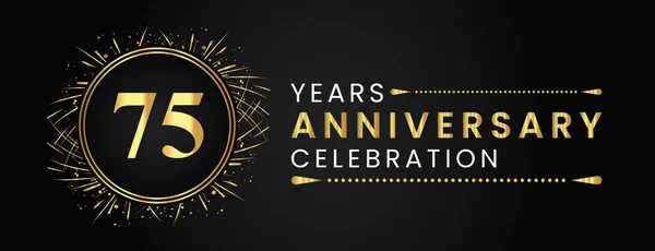Years Anniversary Celebration Gold Fireworks Circle Frames Black Background Premium —  Vetores de Stock