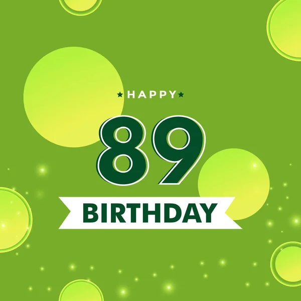 89Th Birthday Celebration Yellow Green Circle Isolated Green Background Premium — Stock Vector