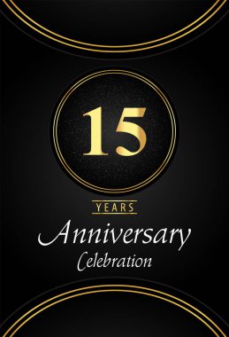 Siyah arka planda gümüş noktalı ve altın halka kenarlı 37 yıllık kutlama logosu. Poster, pankart, düğünler, doğum günü partisi, kutlama etkinlikleri, tebrik kartları için özel tasarım..