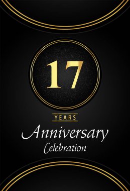 Siyah arka planda gümüş noktalı ve altın halka kenarlı 37 yıllık kutlama logosu. Poster, pankart, düğünler, doğum günü partisi, kutlama etkinlikleri, tebrik kartları için özel tasarım..
