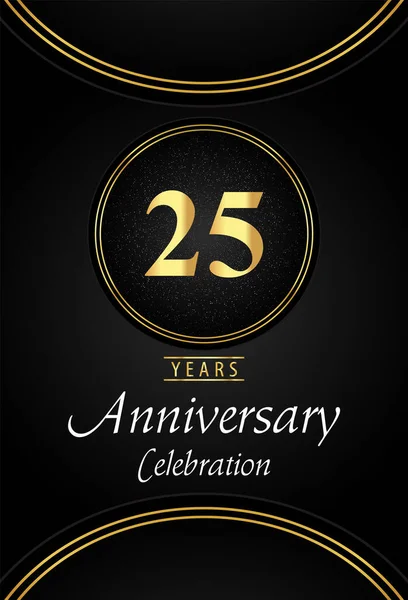 黒を背景に銀の点線と黄金のリングの境界線と37周年記念ロゴ ポスター バナー 結婚式 誕生日パーティー お祝いイベント グリーティングカードのためのプレミアムデザイン — ストックベクタ