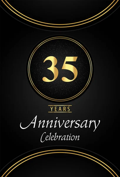 Logo Celebración Años Con Bordes Anillo Plateados Dorados Sobre Fondo — Archivo Imágenes Vectoriales