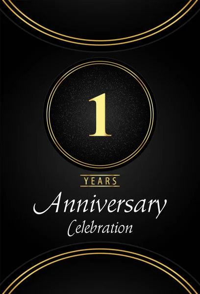 Année Anniversaire Célébration Logo Avec Argent Pointillé Anneau Doré Bordures — Image vectorielle