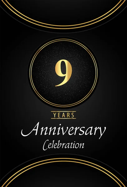 Logotipo Celebración Del Aniversario Años Con Bordes Anillo Plateados Dorados — Archivo Imágenes Vectoriales