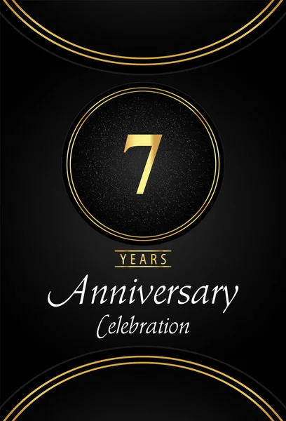 Logotipo Celebración Del Aniversario Años Con Bordes Anillo Plateados Dorados — Archivo Imágenes Vectoriales
