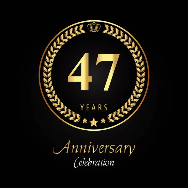Logo Del 47º Aniversario Con Coronas Laurel Dorado Corona Oro — Vector de stock