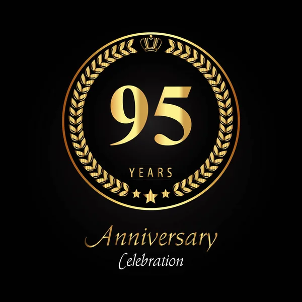 Λογότυπο Της 95Ης Επετείου Χρυσά Στεφάνια Δάφνης Χρυσό Στέμμα Και Royalty Free Εικονογραφήσεις Αρχείου