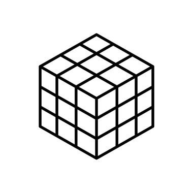 Beyaz arkaplanda küp simgesi çizimi.