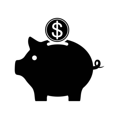 Piggy Bank simgesi, vektör illüstrasyonu
