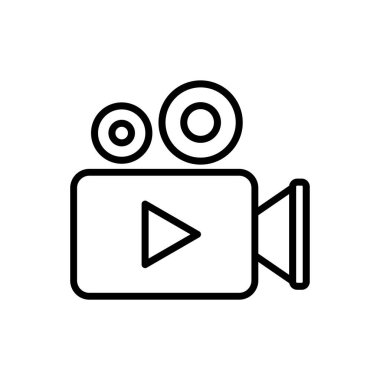 Video kamera ikon vektörü. İnce çizgi işareti. izole edilmiş sınır sembolü çizimi