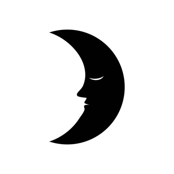 Silhouette Woman Moon — Stock Vector