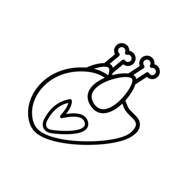 Chicken Leg Icon Outline Meat Bone Vector Illustration Isolated White — Stock Vector
