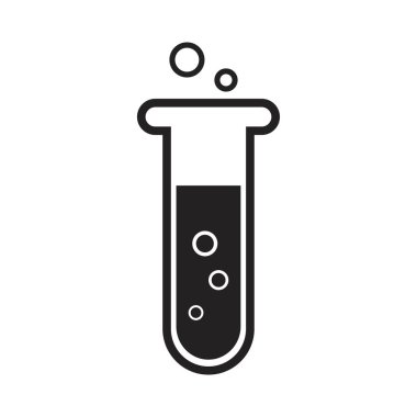 test tube icon. thin outline vector color illustration