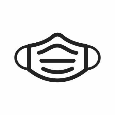 Tıbbi maske ikon vektörü. İnce çizgi işareti. izole edilmiş sınır sembolü çizimi