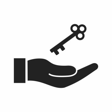 hand holding key icon. vector illustration