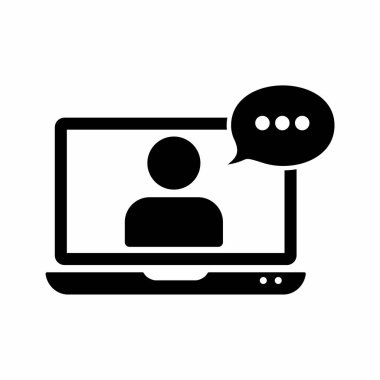 Konuşma balonu vektör çizimi olan dizüstü bilgisayar