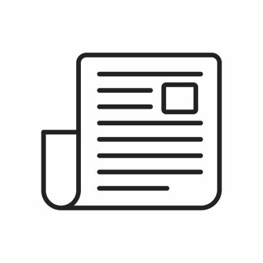 document icon vector isolated on white background, newspaper transparent sign, line and stroke elements in outline style