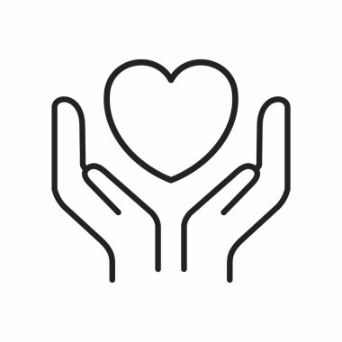 Kalp ikonu vektör illüstrasyon tasarımına sahip el