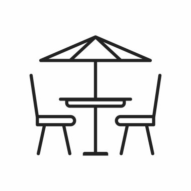table chair line icon. outline bench vector symbol. isolated contour sign.