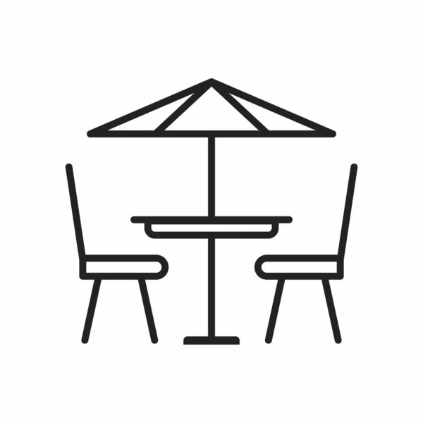 Table Chair Line Icon Outline Bench Vector Symbol Isolated Contour — Image vectorielle