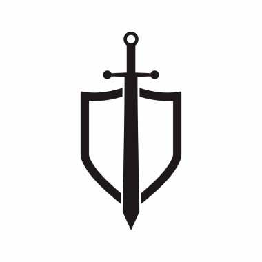 shield with sword icon vector illustration design