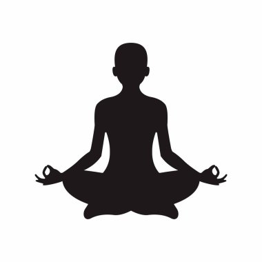Lotus pozunda meditasyon yapan bir kadının silüeti.