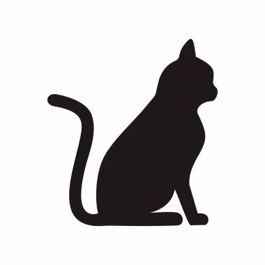 cat silhouette icon. black and white illustration.