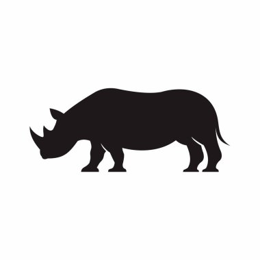 black rhino, simple flat icon, vector illustration