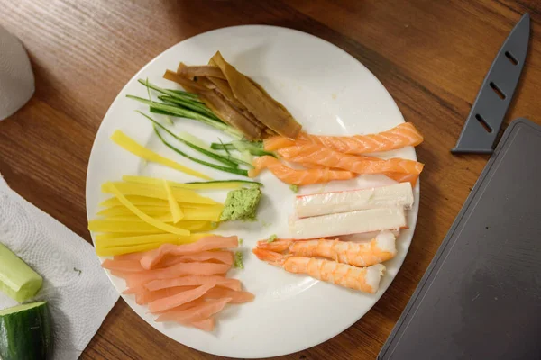 Salmon Fillet Vegetables Cheese — ストック写真
