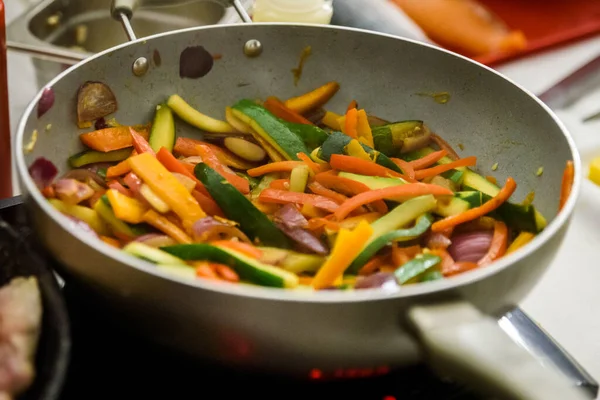 Cooking Vegetables Pan Stock Photo