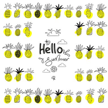 Merhaba, yaz! Sulu ananaslı parlak harfler..