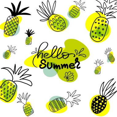 Merhaba, yaz! Sulu ananaslı parlak harfler..