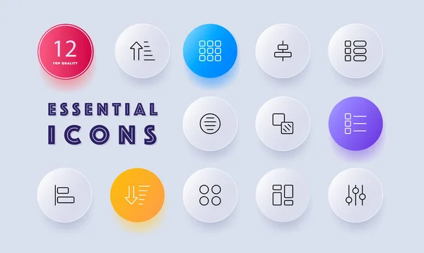 Button Menu Set Icon Arrows Tiles Sliders Buttons Site Presentation — Stock Vector