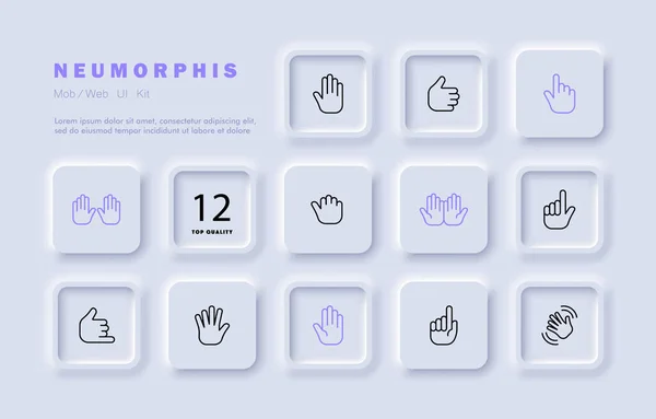 ジェスチャーセットアイコン 親指を クリックして 人差し指 開いて 手のひら アームコンセプト 新同型スタイル ビジネスと広告のベクトルラインアイコン — ストックベクタ