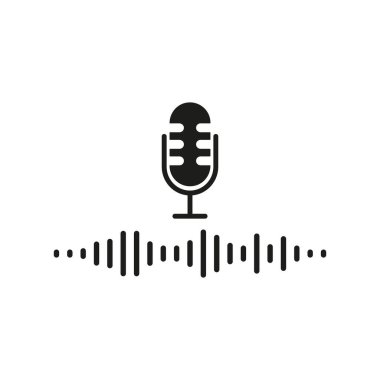 Kayıt çizgisi simgesi. Mikrofon, mikrofon, ağızlık, verici, ses kaydedici, ses kaydı, şarkı, sesli mesaj. Konuşma konsepti. İş ve Reklamcılık için vektör satırı simgesi