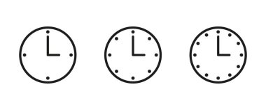 Zaman ayarlı simge. Saat, çalar saat, 24 saat, hatırlatma, kronometre, gece gündüz, kol saati, dakiklik, duvar saati. Randevu yönetimi konsepti. İş ve Reklamcılık için vektör satırı simgesi