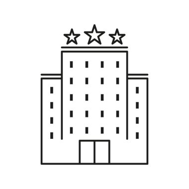 Otel hattı ikonu. Üç yıldızlı restoran ya da otel. Geri bildirim, inceleme, servis, personel, resepsiyon, tatil, tatil, gezi. Tavsiye edilen bir kavram. İş ve Reklamcılık için vektör satırı simgesi